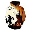 Moletom com Capuz Halloween Terror Abóbora Moda Estampa Digital 3D Moletom Hoodie cos