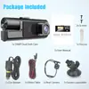 Cámara de reversa de alta definición 1080P de 2 pulgadas con 3 lentes, visión nocturna, grabación triple y dashcam WIFI transfronteriza