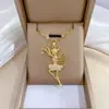 [Acero de titanio] Chica de ballet luz de lujo elegante precioso collar completo de diamantes femenino Red popular cadena para la clavícula versátil cadena de acero de titanio