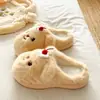 Nuevas pantuflas de felpa, lindas, de algodón para mujer, con suela gruesa, diseño antideslizante, que brindan calidez y comodidad para usar en interiores en invierno