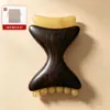 Masajeador rascador de cuerno de sándalo verde, peine de masaje de cuerno con forma de arco, peine de madera portátil para uso doméstico, peine de cuerno portátil