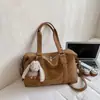 Bolsa de Hombro Informal Simple de Comercio Exterior Tipo Almohada para Mujer Otoño Gran Capacidad Retro Gamuza Felpa Versátil para el Brazo y Cruzada