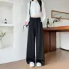 Estilo Mismo de Xiaohongshu Pantalones Deportivos de Tejido de Aire con Cintura Ancha para Mujer, Nuevos Pantalones Rectos de Pierna Ancha de Cintura Alta para Primavera y Otoño, Pantalones Casuales de Pierna Ancha