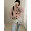 Cardigan de Tricô com Botão de Coração Novo Estilo Primavera e Outono 2026 Estilo Coreano Solto Macio e Elegante Casaco Suéter para Mulheres