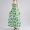 2026 Toma Real Nuevo Vestido Largo Bohemio Verano Nuevo Talla Grande Sin Mangas Cuello Redondo Vestido Estampado
