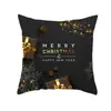 Fronha de Almofada Personalizada de Natal com Floco de Neve Preto e Dourado, Venda Quente Transfronteiriça, Veludo Pele de Pêssego para Sala de Estar, Capa de Almofada Atacado