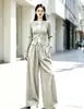 Pantalones de cachemira de pierna ancha para mujer, nuevo estilo de otoño, estampado de trigo, pantalones rectos versátiles vintage, pantalones casuales de cintura alta adelgazantes