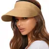 Sombrero visera de paja, sombrero para el sol, sombrero de playa de moda con protección UV, sombrero de paja de protección solar de verano transfronterizo