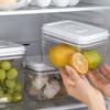 Tarro de Almacenamiento Cuadrado con Prensa Patentado Mejorado Caja Sellada Caja de Almacenamiento de Plástico para Granos de Cocina Caja para Polvo de Frutas Transparente