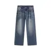 Roupa Masculina Fengshe / Lançamento Primavera 2026 Novos Jeans de Perna Larga Novo Estilo Americano Cintura Alta Perna Reta Soltos Emagrecedores Calças Longas