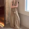 Regata minimalista estilo coreano 2026 verão nicho design decote V franzido para mulheres, top casual e confortável sem mangas