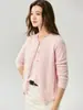 Cardigan de tricô Consinee 100% cashmere puro em estilo francês delicado para mulheres, com renda delicada e um corte solto, macio e confortável
