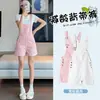 Overol de Verano Delgado para Mujer con Figura Petite, Estilo Holgado de Pierna Ancha, Nuevo Modelo de Verano, Diseño de un Hombro, Efecto Adelgazante, Dobladillo Enrollado, Shorts de Mezclilla