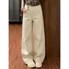 Jeans Feminino Wide-Leg Retro com Cintura Dupla, Novo Design, Estilo Celebridade da Internet, Calça Casual 2026