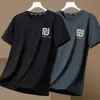 Fabricante Directo Camiseta de Seda Helada de Verano para Hombre Cuello Redondo Talla Grande Transpirable Casual Delgada Ropa para Hombre Manga Corta Top Delgado