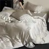 Conjunto de Luxo Estilo Francês com 60 Fios, Estilo Princesa, em Tencel, Conjunto de Quatro Peças com Lençol de Gelo Refrescante em Lyocell Bordado e Capa de Edredom