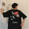 Camiseta de Manga Curta Hip-Hop Estilo Ins para Homens, Estilo Bf Hong Kong, Solta, Engraçada, Manga 3/4 para Casal, Marca da Moda, Bonito