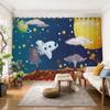 Nueva Cortina para Habitación Infantil Dormitorio Oscurecimiento Sin Taladro Espacio Astronauta Dibujos Animados Cortina Corta Tipo Gancho para Ventana Bahía de Niño