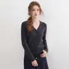 Nuevo Cárdigan de Punto con Cuello en V para Otoño/Invierno para Mujer, Versátil Color Sólido Tejido de Trenza Suéter Superior 100% Cachemira Pura
