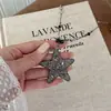 Collar Colgante de Diamante Triturado Color Café, Estrella de Mar Maillard, Trébol de Cuatro Hojas para Mujer, Cadena Pesada para Suéter, Accesorio Transfronterizo