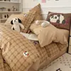 Ins estilo simples puro algodão roupa de cama conjunto de quatro peças 2026 novo desenho animado lençol de cama 100% algodão capa de edredom conjunto de três peças para dormitório