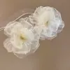 Pendientes de Borla de Flor de Perla Rosa Plateada Clavos de Oreja Pequeños Frescos Estilo Mori Accesorios de Oreja de Alta Gama Moda Venta al por Mayor