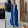 Pantalones Casuales de Rayas Bordadas Sueltos Estilo Americano Unisex Primavera y Verano Cintura Alta Caída Pierna Recta Deportivos Pierna Ancha