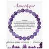 Venta Caliente de Amazon Pulsera de Perlas de Amatista de 8 mm Cuerda con Estampado Piedra Natural Cristal Ágata Pulsera de Tarjeta