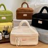 Bolsa de Cosméticos de Lana de Cordero Gran Capacidad Estudiante Viaje Bolsa de Almacenamiento Portátil Alto Valor de Color Neceser