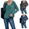 2021 Amazon wish europeo y americano transfronterizo otoño e invierno nuevo top de mujer de color sólido con cuello en V y manga larga ebay