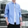 Nuevas Camisas de Negocios para Hombre 2025 Primavera y Otoño, Antiarrugas, Modernas, Casual, Corte Ajustado (Slim Fit), Retro, Color Sólido, Manga Larga