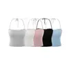 26832-26 Top de tubo justo estilo coreano de verão com gola halter, acabamento em renda de cílios e alças de amarrar lisas