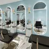 Espejo Estación de Barbería Famoso en Internet de Moda, Espejo para Salón de Peluquería, Dedicado para Cortar el Cabello, con Luces LED, Montado en Pared, Unilateral, Diseño Simple