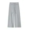 Calça de moletom casual estilo americano, solta, perna reta, para mulheres, design com bolso frontal de verão, calça de perna larga com caimento