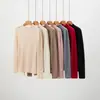 Suéter de cachemir 100% puro de alta gama listo para usar para mujer, cuello medio alto, camiseta básica de punto para otoño e invierno con cuello enrollado