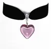 Collar gótico de terciopelo negro con colgante de corazón de cristal rojo grande, comercio exterior transfronterizo, directo de fábrica