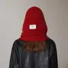 Gorro Pasamontañas Rojo para Niñas, Protección para los Oídos de Invierno, Gorrito Rojo, Gorro de Año Nuevo, Calentador de Cuello Integrado, Gorro de Punto a Prueba de Frío