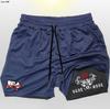 Shorts masculinos de anime dois em um com dupla camada, estampa 2D, para academia, fitness, corrida, treinamento, secagem rápida