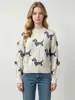 Venta al por mayor transfronteriza desde fábricas de origen: Suéteres redondos de jacquard para perro de otoño/invierno europeos y americanos, tops de punto de cable a cuadros para mujer