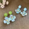 Pendientes de Flor Verde Fresca de Verano para Mujer 2026 Nuevos Pendientes Estilo Bosque Adecuados para Vacaciones en la Playa
