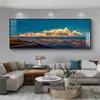 Luz Dourada na Montanha Sala de Estar Pintura Decorativa com a Montanha ao Fundo Mural de Parede para Fundo de Sofá Paisagem de Montanha e Água de Alto Padrão Pintura de Pendurar