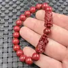 Pulsera de Jade Arena Dorada Pulsera Pixiu Alto Contenido Arena Dorada Púrpura Pixiu Pulsera de Pareja para Hombres y Mujeres Joyería de Cinabrio Venta al por Mayor