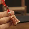 Colgante de Campana del Sutra del Corazón de Aceite Rojo Original, Llavero Tejido a Mano, Campana de Escritura, Campana de Cobre, Colgante para Llaves de Coche