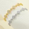 Joias Europeias e Americanas Transfronteiriças Cheias de Diamantes Trevo de Quatro Folhas Feminino High-End Luz de Luxo Versátil Nicho Cobre Banhado a Ouro Zircônia Pulseira