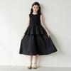Vestido de Princesa para Niña, Nuevo Modelo de Verano, Vestido Negro tipo Tanque para Niños Mayores, Vestido de Princesa Estilo Hepburn Francés para Niños