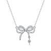 Collar de plata s925 con diseño de rosa y moissanita para mujer, cadena de clavícula, lazo ligero de lujo, venta de joyas en vivo.