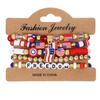 Pulseira de estilo de férias transfronteiriça europeia e americana, contas de arroz, pulseira elástica com contas, joias femininas, bandeira do amor, acessórios Yiwu