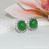 Fideos de huevo de alta calidad aretes de calcedonia verde natural aretes clásicos de calcedonia verde Joker venta al por mayor de fábrica moda nuevo