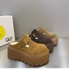 Novos chinelos de algodão com forro de lã, estilo pantufa feminina, estilo Baotou, estilo slip-on, estilo Birkken, para outono e inverno de 2024