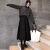 Falda Larga de Maternidad Otoño Ropa de Abrigo Adelgazante de Lana Falda de Paraguas Elegante de Cintura Alta Soporte para el Vientre Falda de Línea A Ropa de Otoño/Invierno